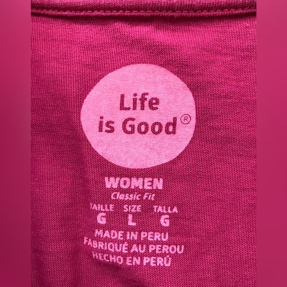 Life Is Good Long Sleeve Tee Women’s Sz L Pink/red Crew Neck Comfort - Picture 4 of 9